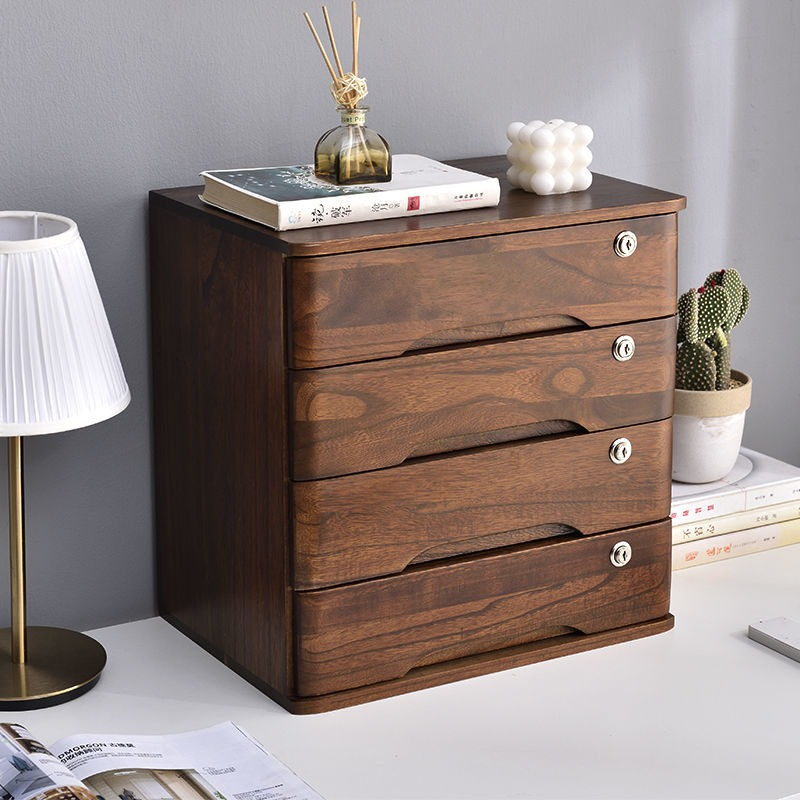 Vintage solid wood storage cabinet full with lock desktop storage box ...