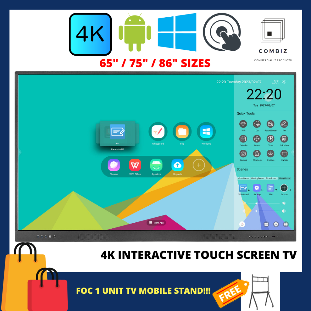4K INTERACTIVE TOUCH SCREEN TV 65" / 75" / 86" (ANDROID/WINDOWS/TOUCH