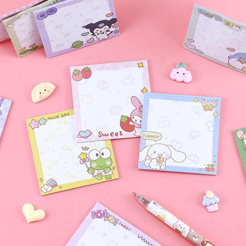 [L&M] Sanrio Students 80 Sheets Sticky Memo Pads Cartoon Sticky Notes ...