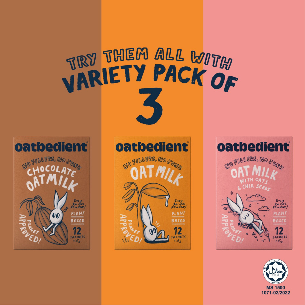 Oatbedient Oat Milk Series Variety of 3 (12 x 28g/35g) | Shopee Malaysia