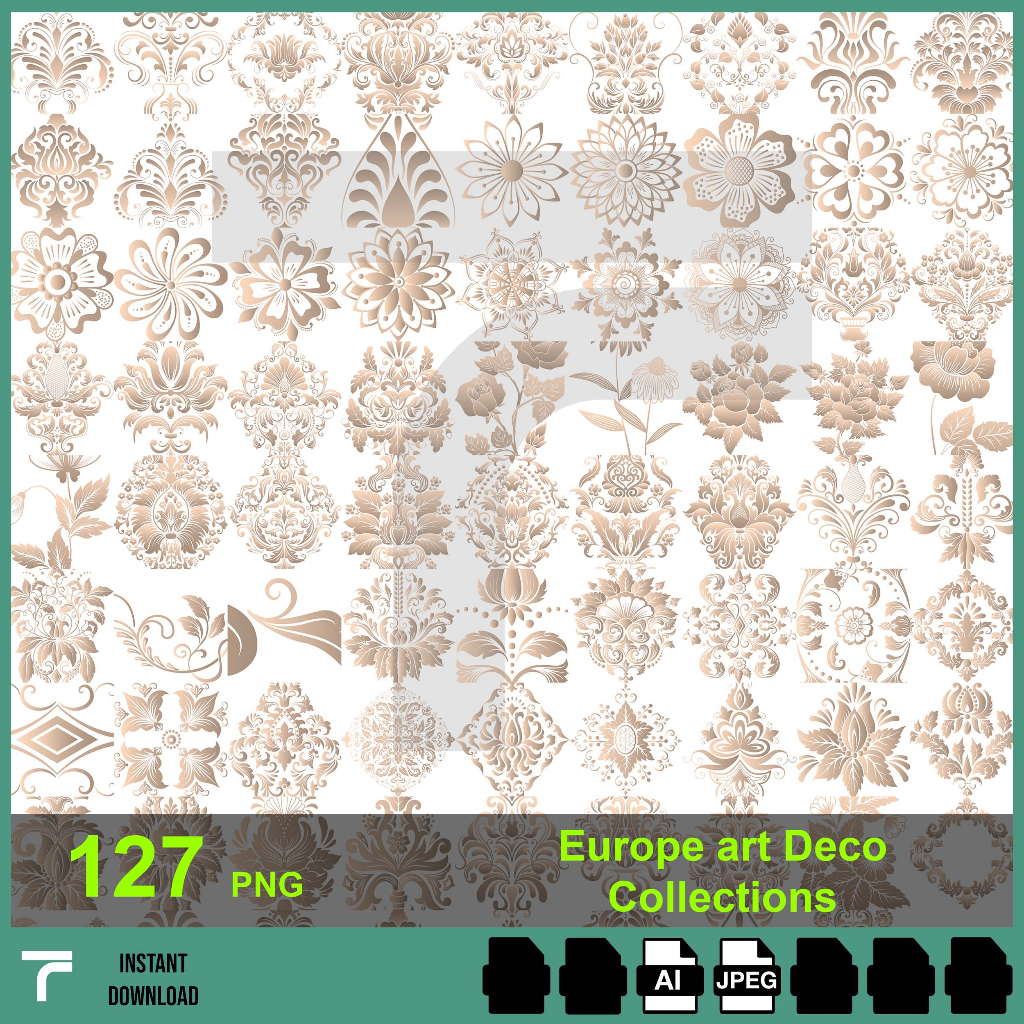 E0081 - 127pcs bundle pack design, Europe art deco pattern design packs ...