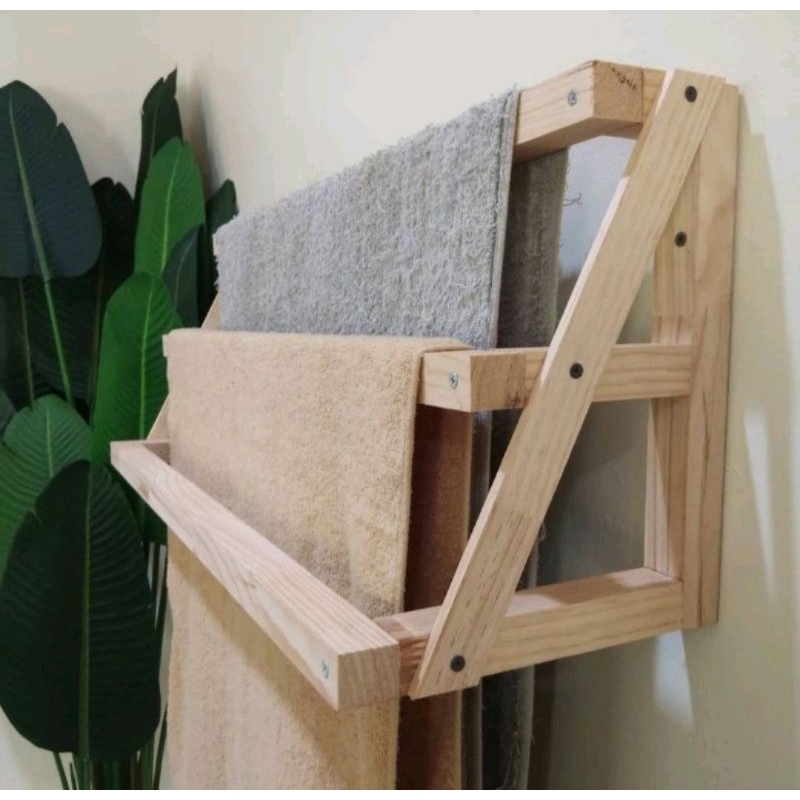 Ready Stock, SOLID WOOD Towel Hanger/ Towel Rack/ Clothes Drying Rack ...