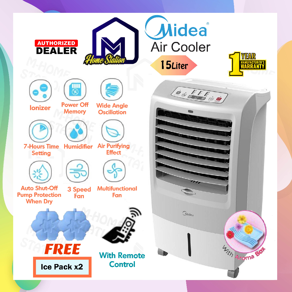 Midea Portable Air Cooler 15L with Remote Control Free Ice Box MAC 215F or 10L MAC 120AR