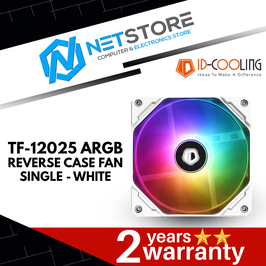 ID-COOLING TF-12025 ARGB REVERSE CASE FAN SINGLE - WHITE - ID-FAN-TF ...