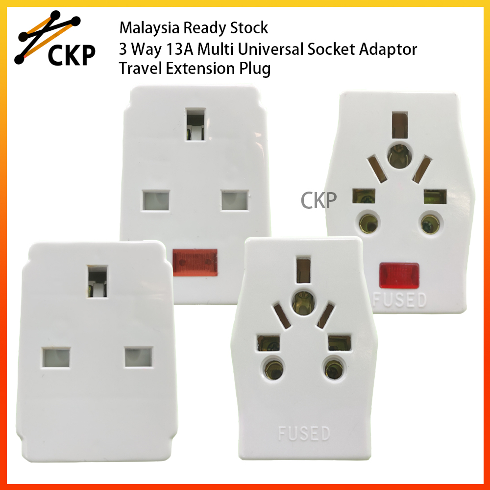 3 Way 13A Multi Universal Socket Adaptor Travel Extension Plug Multi ...