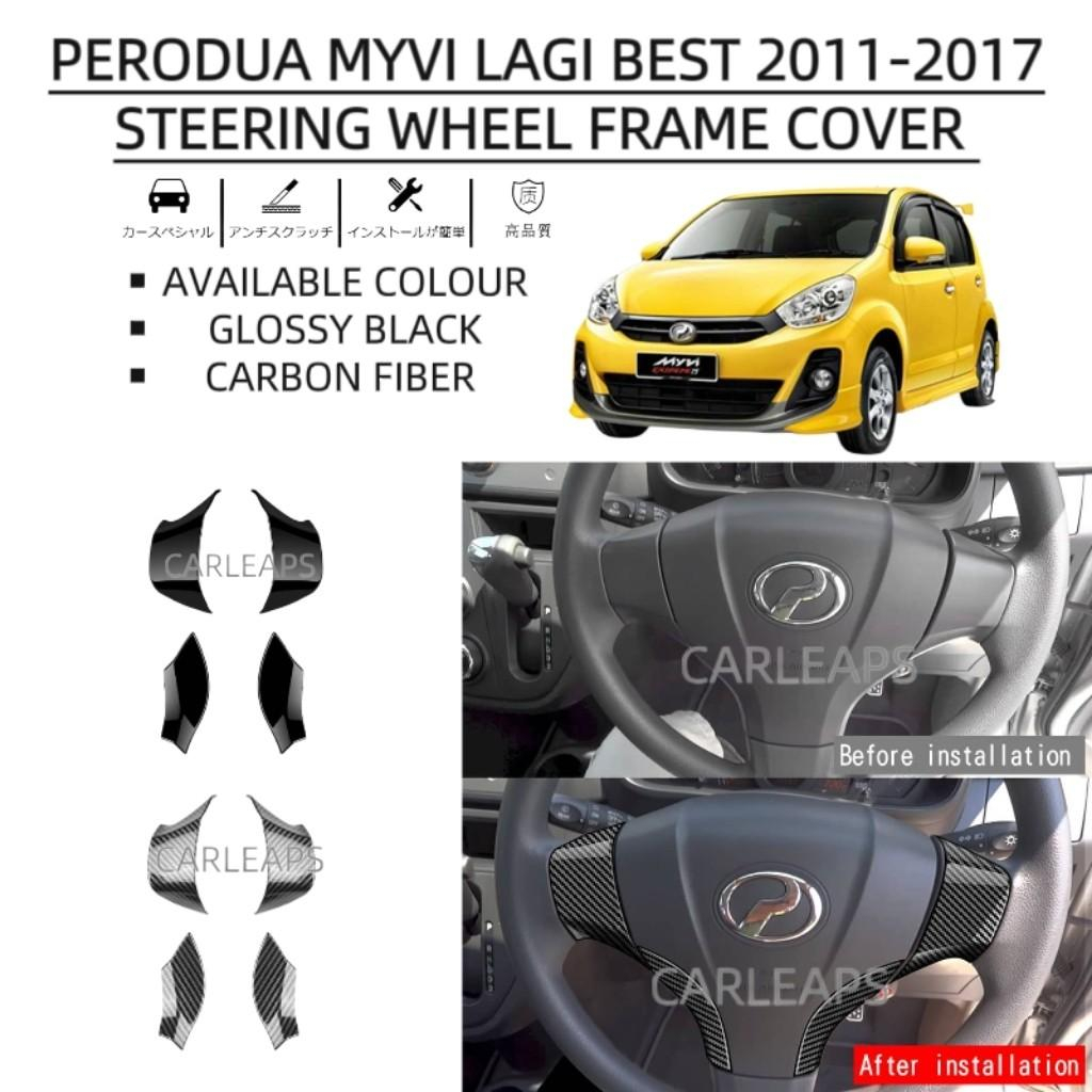 Carleaps Perodua myvi 20112017 carbon fiber steering wheel frame cover