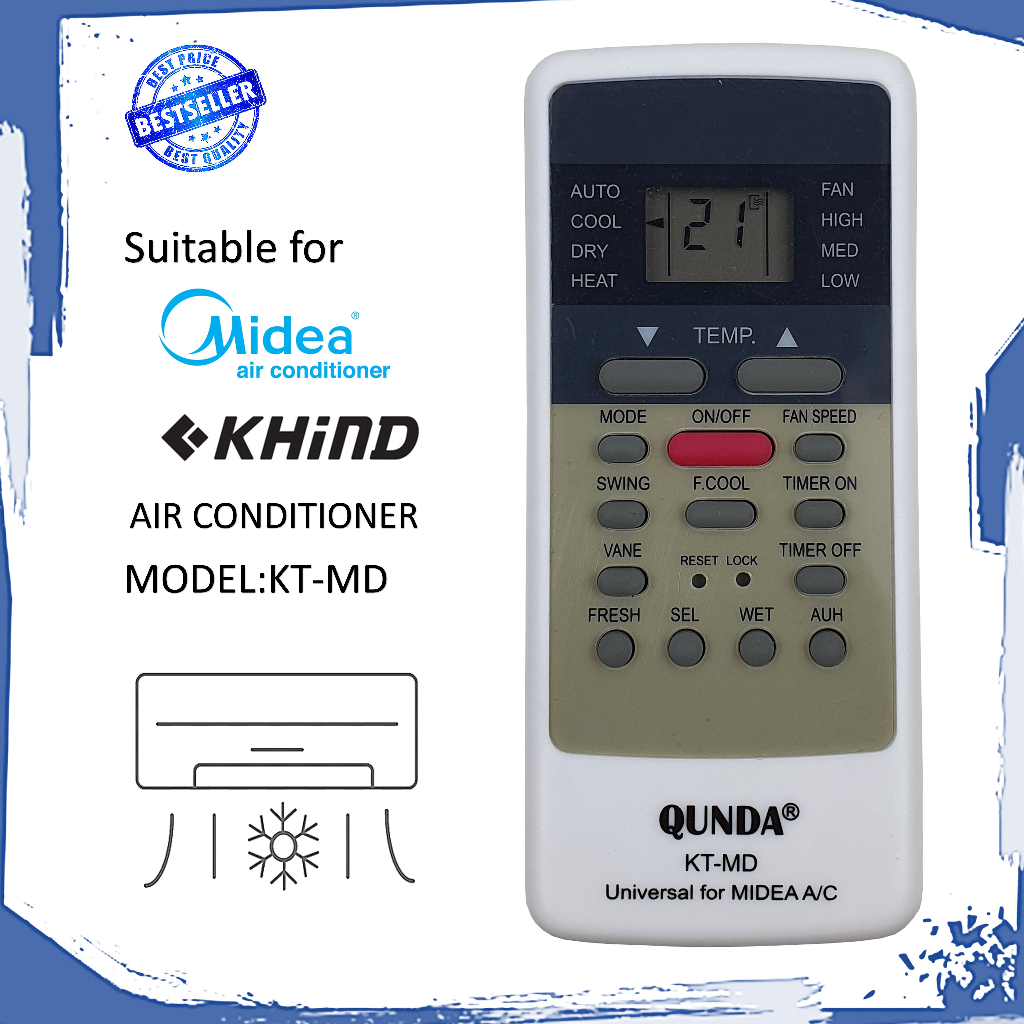 BEST QUALITY MIDEA/KHIND Aircond Remote Control MODEL:KT-MD | Shopee ...