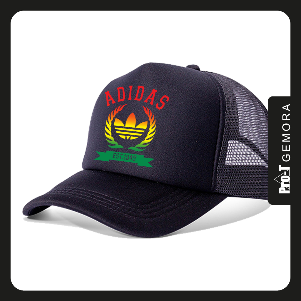 Rasta Adidas Trucker Cap (All Black) | Shopee Malaysia