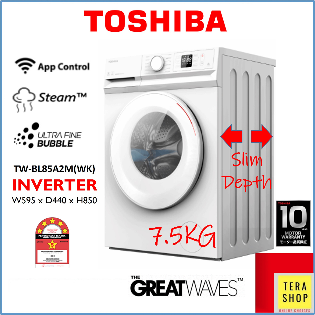 Toshiba TWBL85A2M(WK) 7.5KG Inverter Wifi Front Load Washing Machine