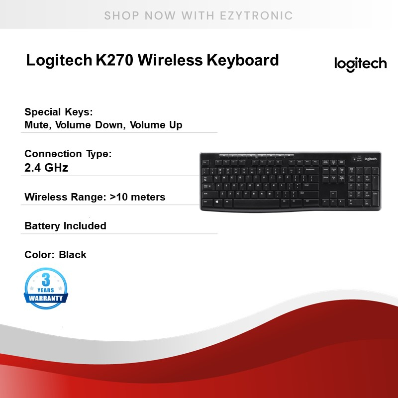 Logitech K270 Wireless Keyboard for Home SME Student