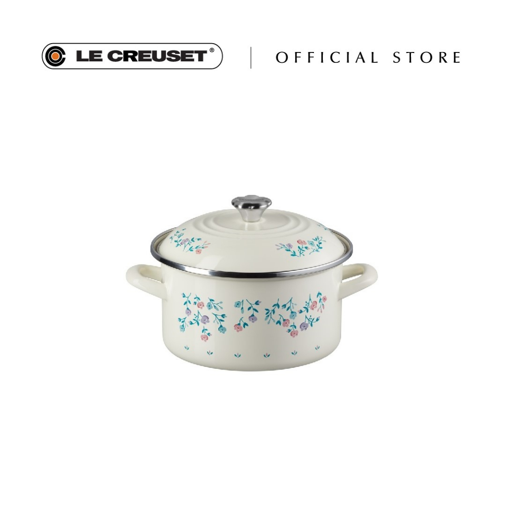 Le Creuset EOS Casserole 20cm Petite Fleur with Stainless Steel Flower
