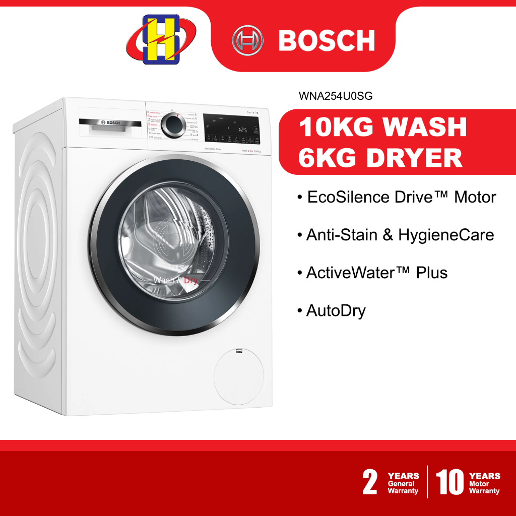 Bosch Washing Machine (10kg/6kg) EcoSilence Drive™ AntiStain ...