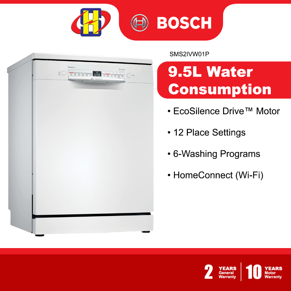 Bosch Dishwasher (9.5L) EcoSilence Drive™ 12Place Settings 6Washing