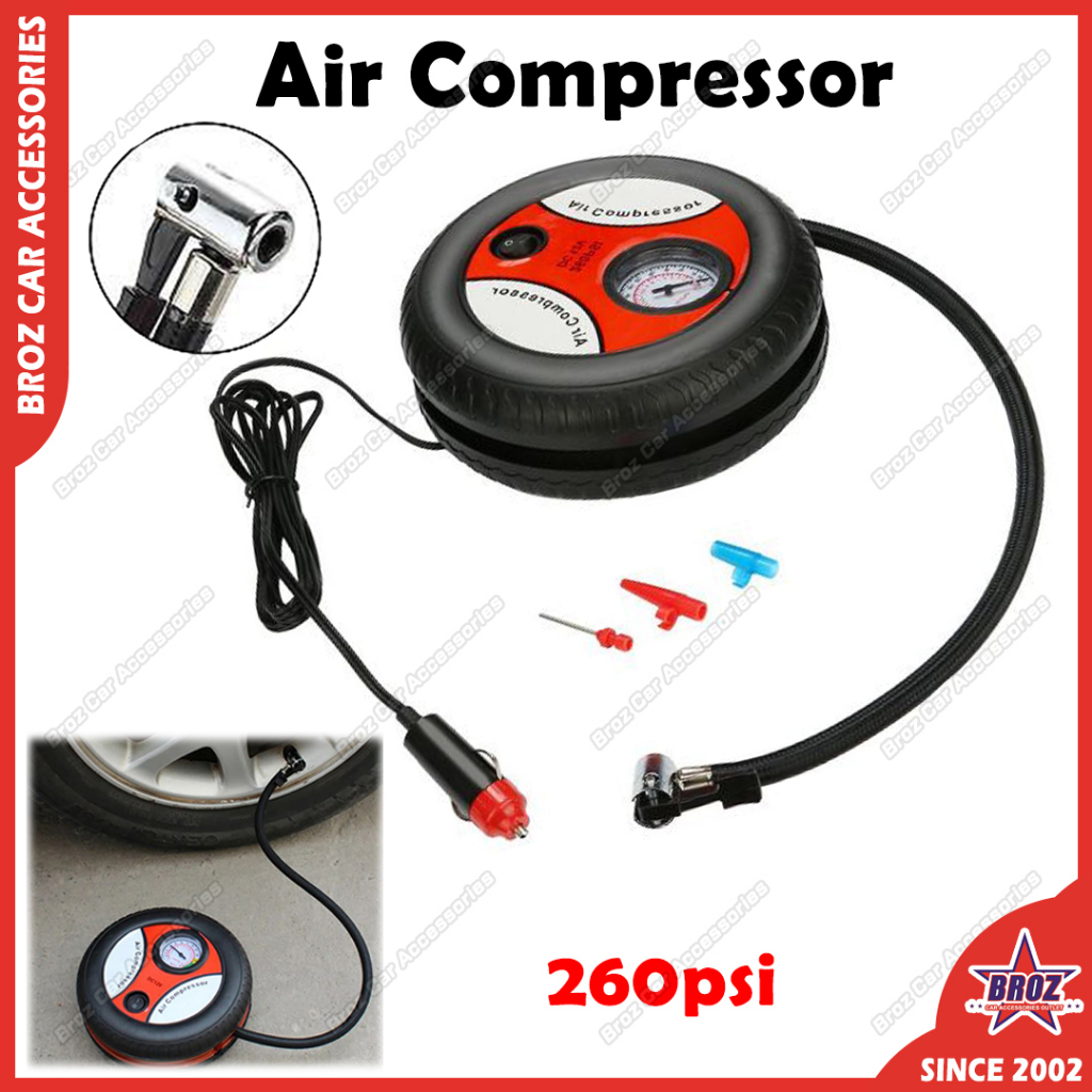 Portable 12V 260psi Auto Pump Tyre Inflator Air Compressor Pump Balloon,  Air Bed, Bicycle Tire Inflator DIY Pam Angin