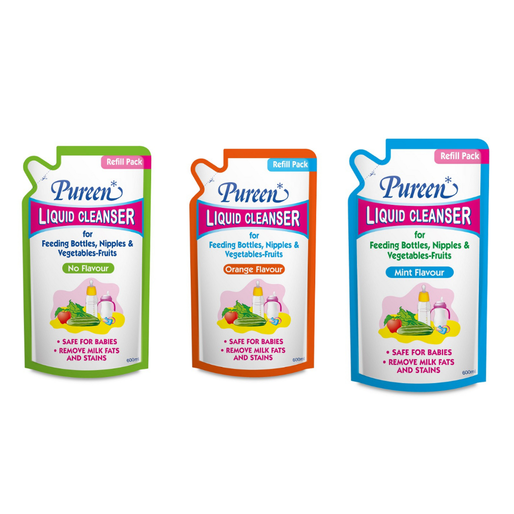 PUREEN Liquid Cleanser Refill Pack (550ml/600ml) Orange Flavour / Mint Flavour / No Flavour Baby