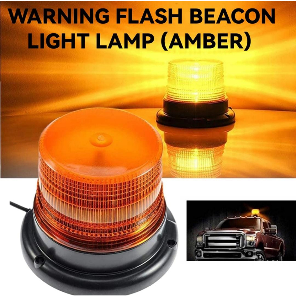 Magnetic 12V 24V Universal Car LED Amber Yellow Strobe Warning Flash ...