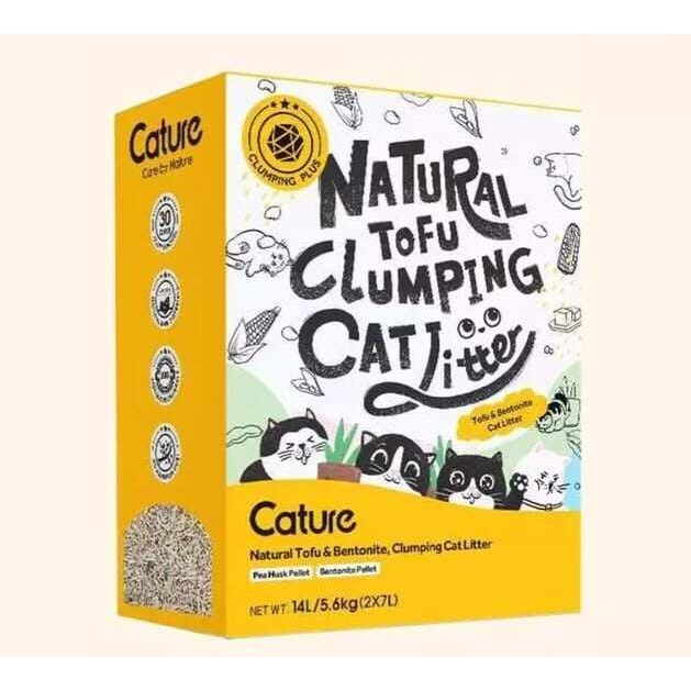 Cature Natural Tofu Clumping Cat Litter 14L/5.6kg Dust Free Flushable