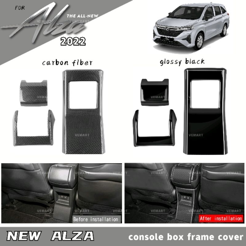 Vemart perodua alza new 2022 carbon fiber console box frame cover ...