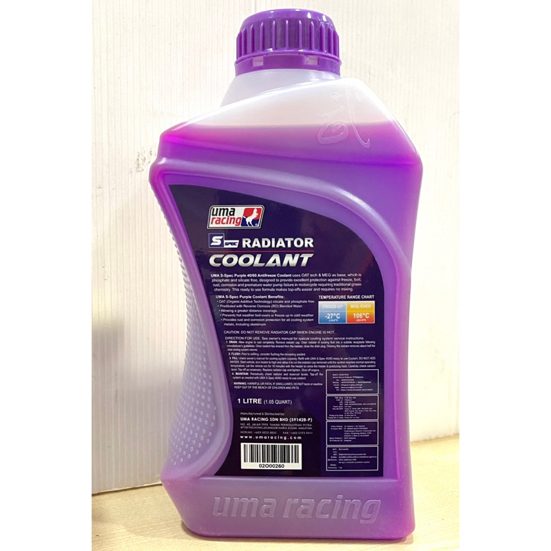 UMA RACING PREMIX RADIATOR COOLANT (1 LITER) 40/60 ANTIFREEZE COOLANT ...