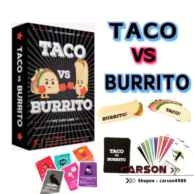 Taco vs Burrito card game crazy fun strategic food fight english family