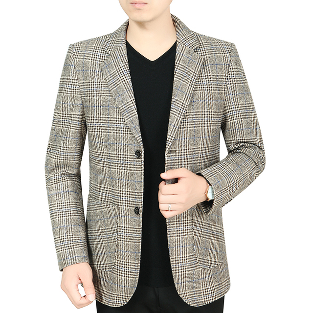 Men's Blazer High Quality Suit Jacket Plaid Blazzer Coat | Shopee Malaysia