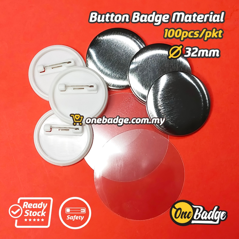 32mm Safety Pin Button Badge Material (100pcs/pkt) White Base 32mm Button Badge Material