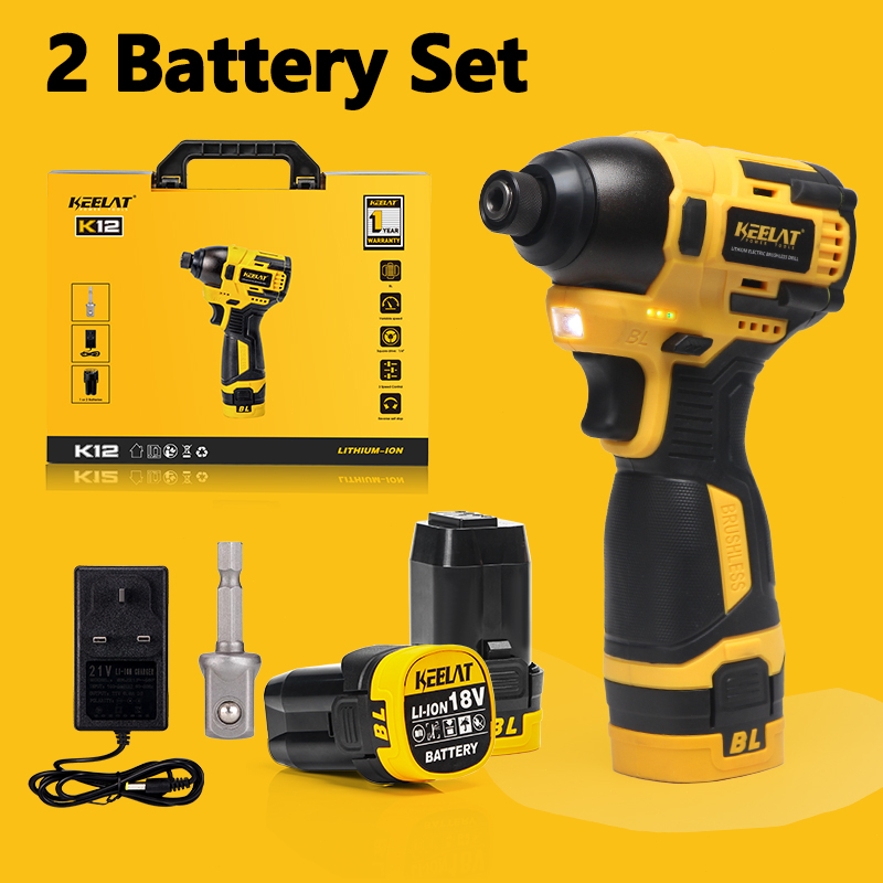 KEELAT KCD007 20V Brushless Drill Set Heavy Duty Cordless Drill Batteri