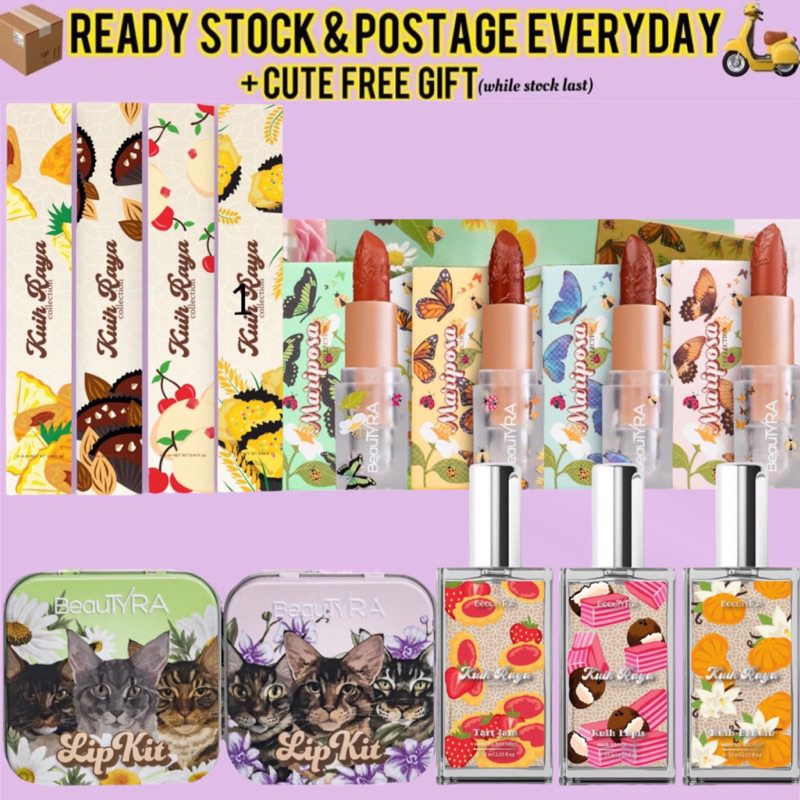 Beautyra Kuih raya Collection Meow Meow Lip Kit Frisky Smitten Mariposa