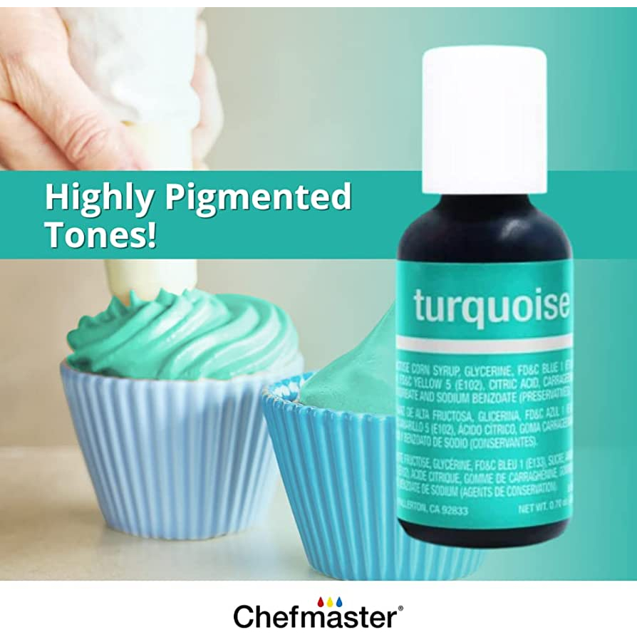 Chefmaster TURQUOISE LiquaGel Food Coloring 20ml (0.7oz) 绿松石色 食用水性色素