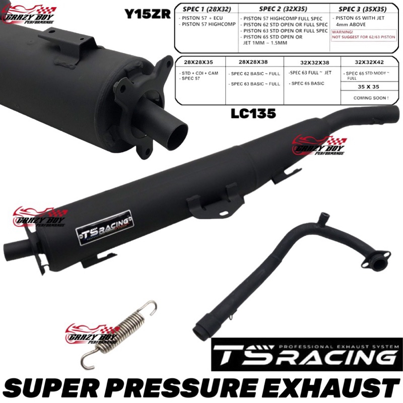 TS RACING SUPER BACK PRESSURE EXHAUST Y15ZR LC135 V1V7 VF3I RSX150