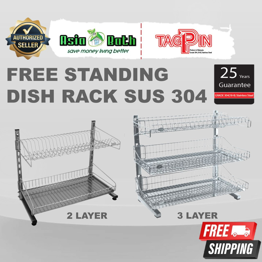 TAGPIN 2 Tier Freestanding Dish Rack Grade 304(188) Stainless