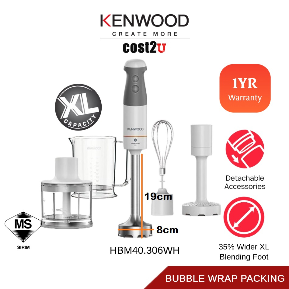 [Free Shipping] Kenwood Triblade XL Hand Blender HBM40.306WH HDP406WH