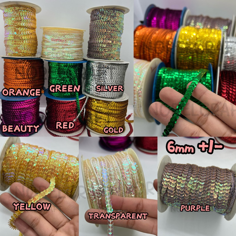 [1METER]6MM FLAT SEQUINS LACE/ROUND SEQUIN LACE/LABUCI RENDA/RENDA ...