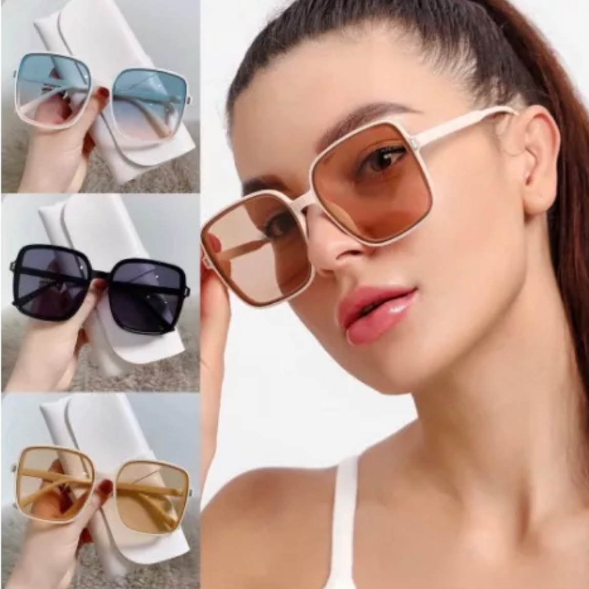 Fashion New Classic Big Frame Square Sunglasses Korean Version Trend Sunglasses Uv400 For Men 