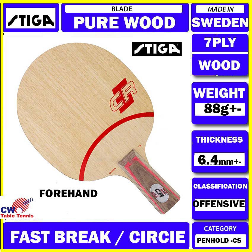 Stiga Clipper Wood CL CR CS All Wood Table Tennis Blade Paddle Bat