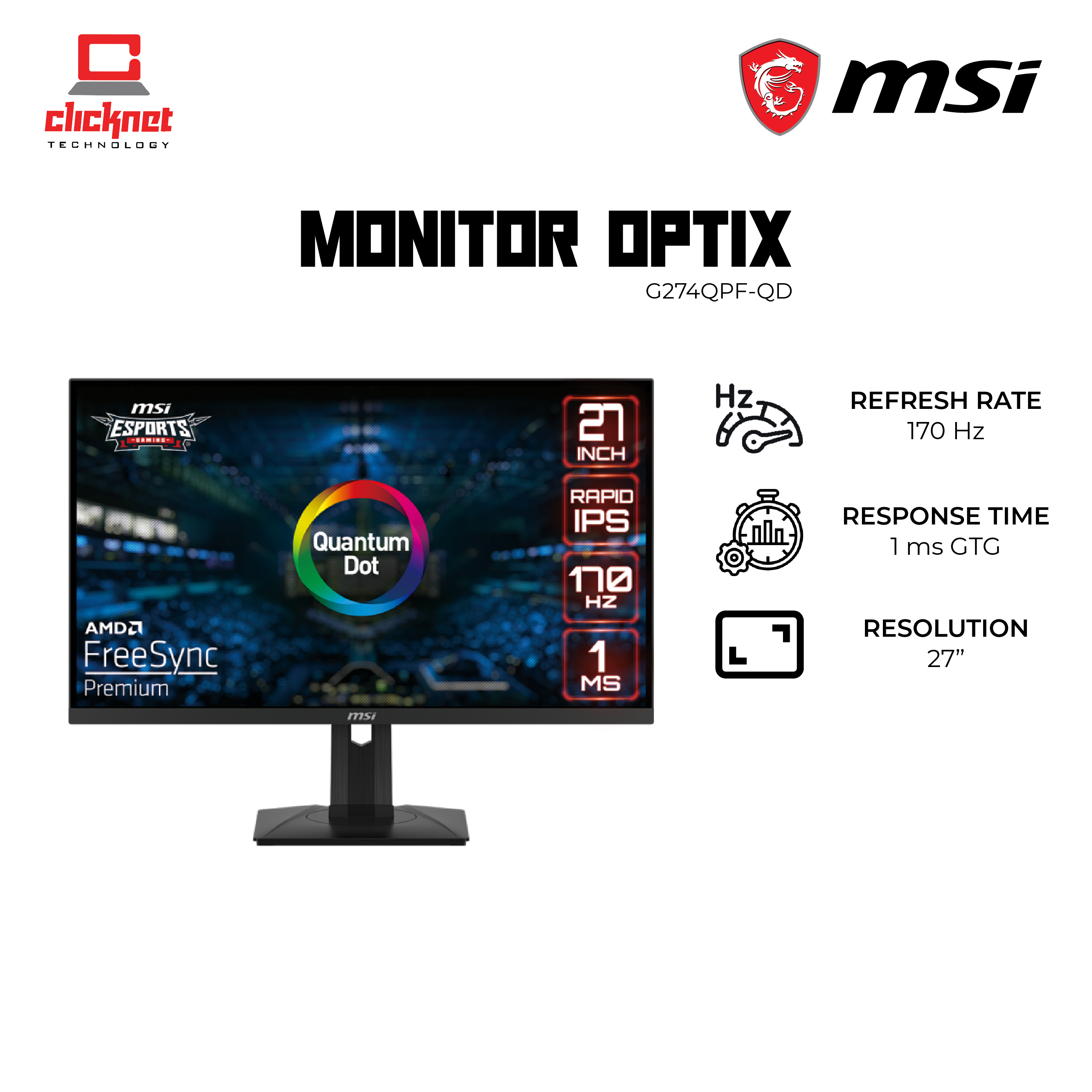 Msi Gamimg Monitor Optix G Qpf Qd Ms Hz Wqhd K Ips Gaming Monitor Inches