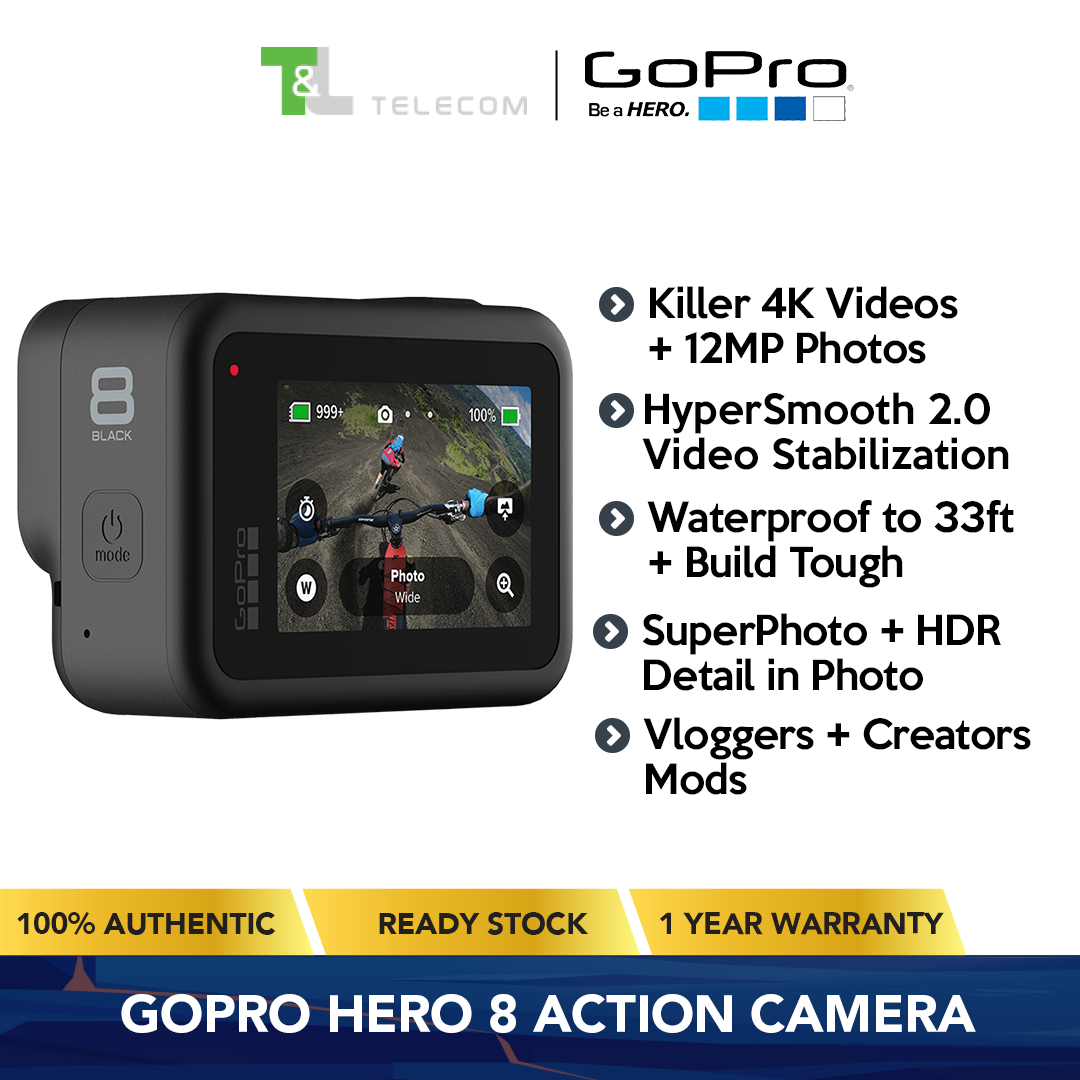 GoPro Hero 8 Action Camera (Black) 1 Year Warranty Killer 4K Videos Video Stabilization
