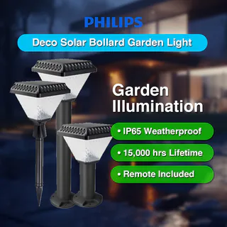 PHILIPS LED Deco Solar Bollard | IP65 Weatherproof Solar Garden Light | Lampu Solar Taman With Remote Control
