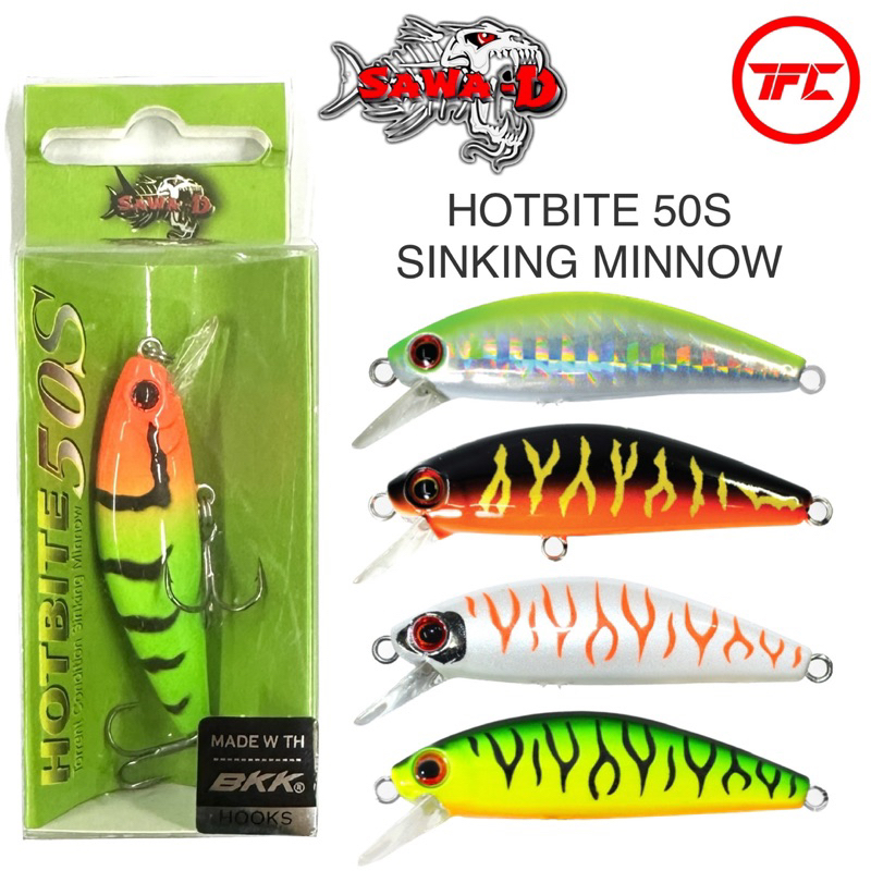 Sawa-D Hotbite 50S Sinking Minnow Lure Bait 50mm 6.5g BKK Hot Bite ...