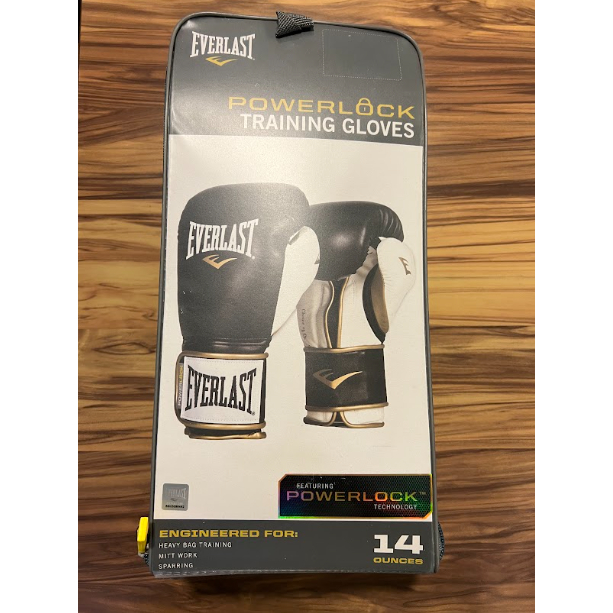 Everlast Powerlock Training Glove 14oz Black Gold White Shopee Malaysia