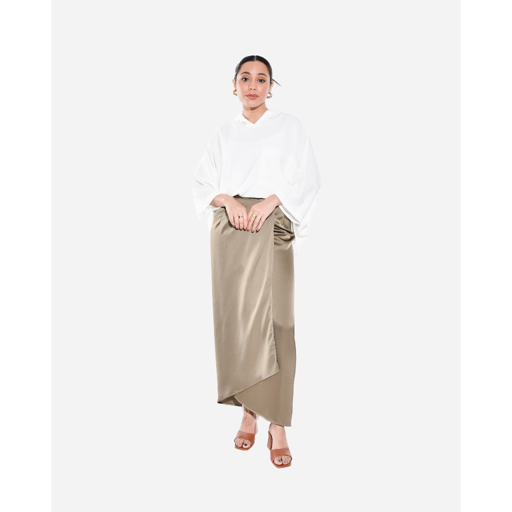 NAOMI SILK SKIRT - LATTE