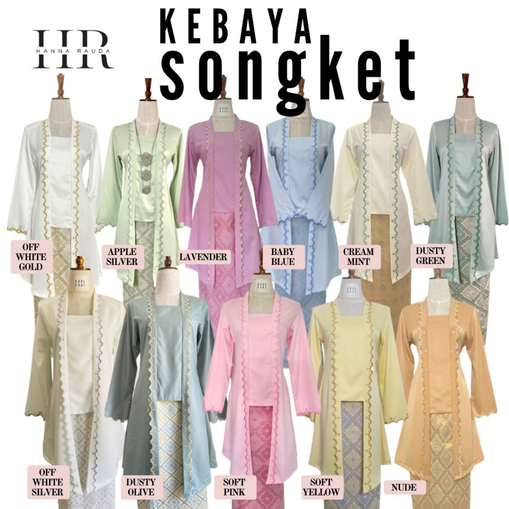 (1/3) KEBAYA SONGKET COLLECTION PASTEL COLOURS | Shopee Malaysia