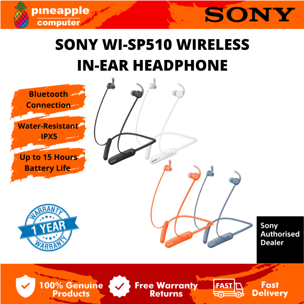 Sony WI-SP510 In-Ear Bluetooth Wireless Extra Bass Headphone | Shopee ...