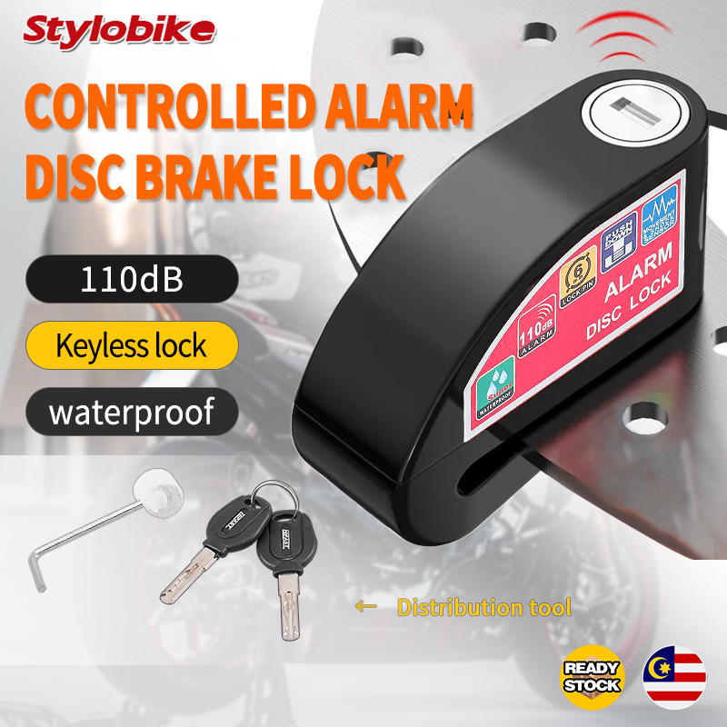 Alarm Disc Lock Handle Lock 110DB Motosikal Disc Plate Lock With Keys ...