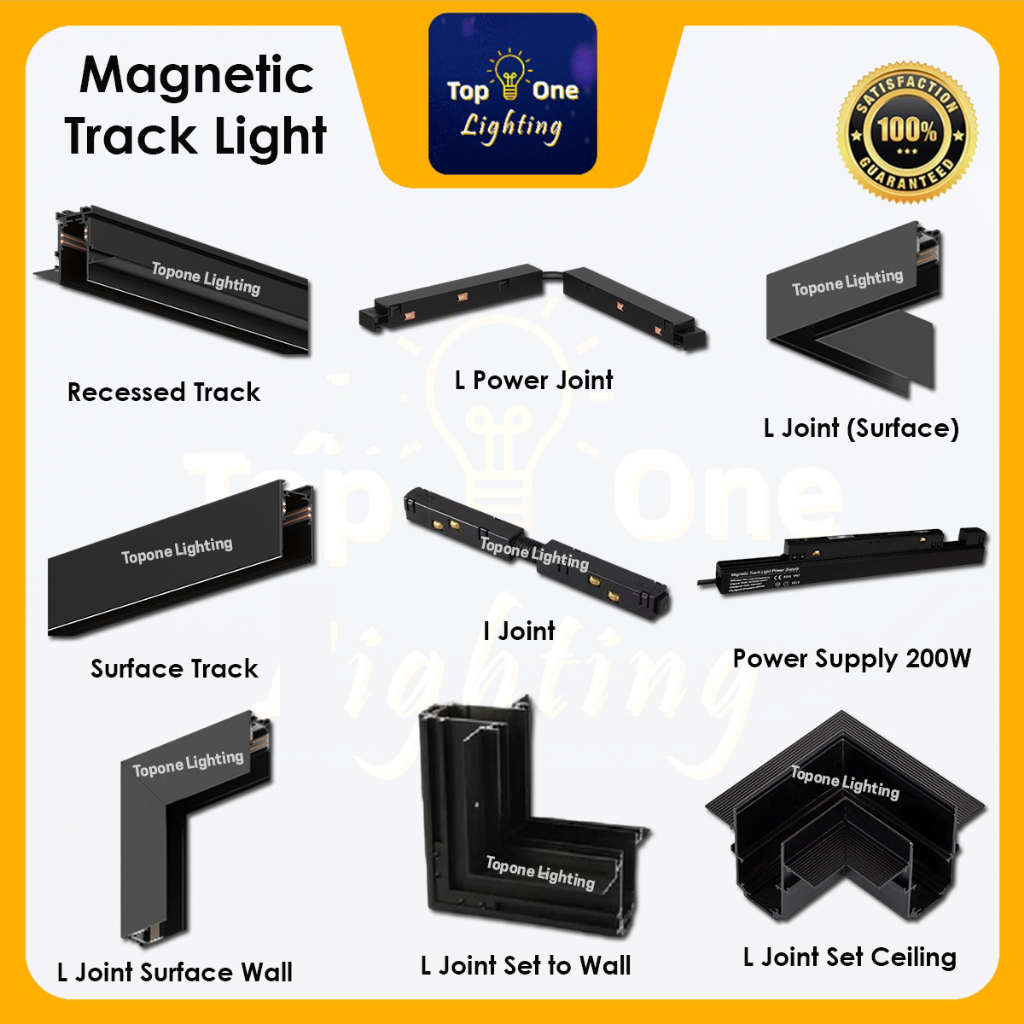 1M/ 2M Magnetic Track Rail Recessed/ Surface Type, Lampu Magnetic ...