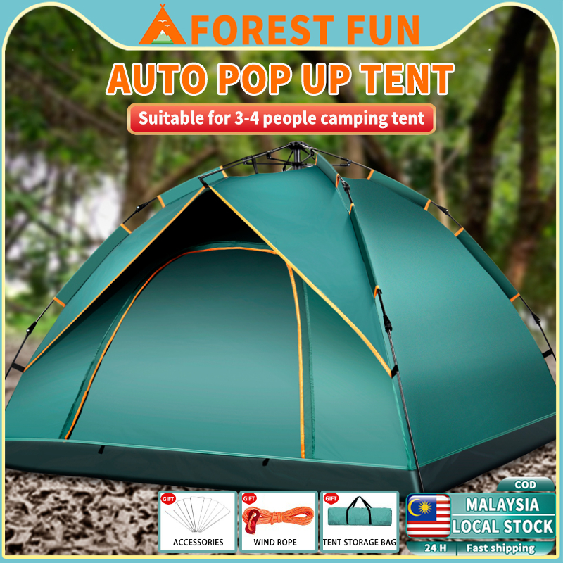 3-4 Person Automatic Pop Up Tent Collapsible Booth Outdoor Waterproof Camping Tents