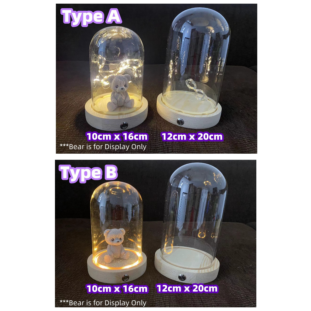 READY STOCK Cylinder Sphere Terrarium Glass Jar Tabletop Display Dust