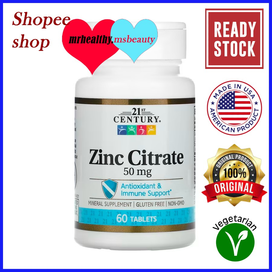 21st Century, Zinc Citrate, 50 mg, 60 Tablets | Shopee Malaysia
