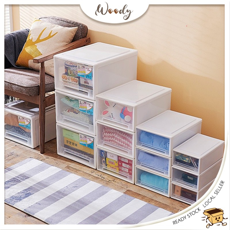 【Woody】 Transparent Drawer Storage Boxes Creative Foldable Combination ...