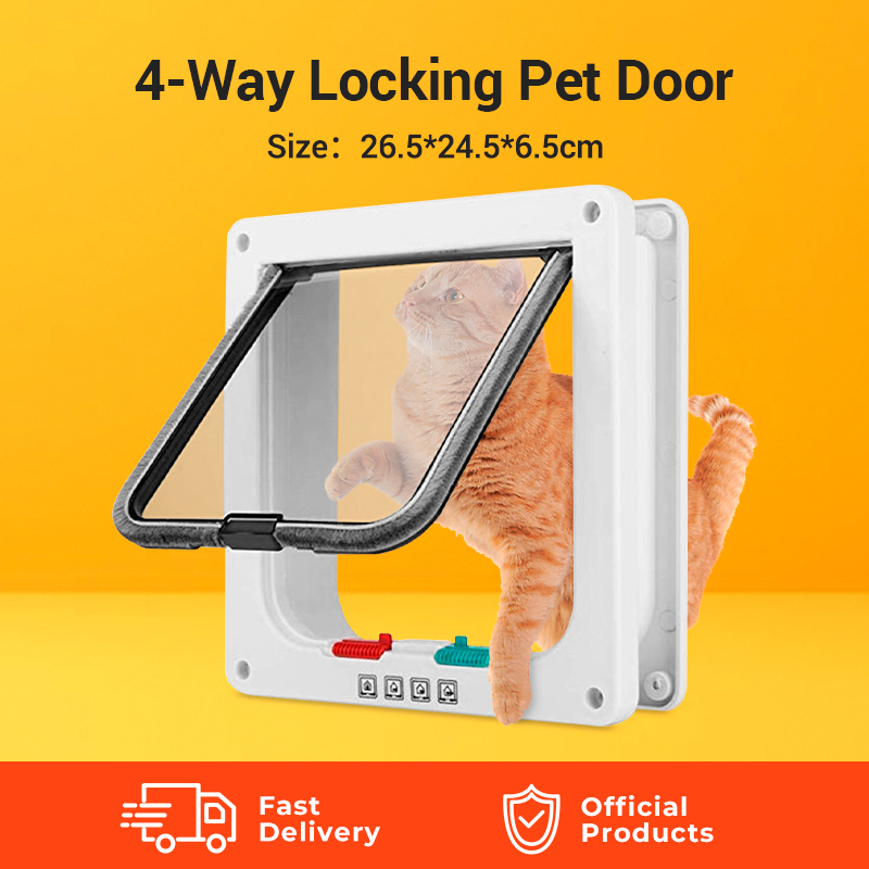4Way Locking Pet Door Frame Lockable Dog and Gate Cat Flap Door